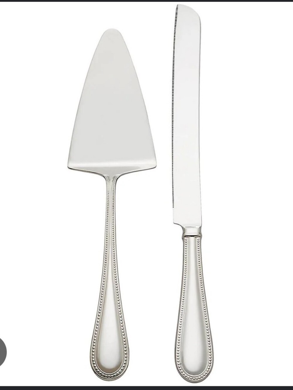 Lenox Silver Beaded Handle Cake Server and Knife Set